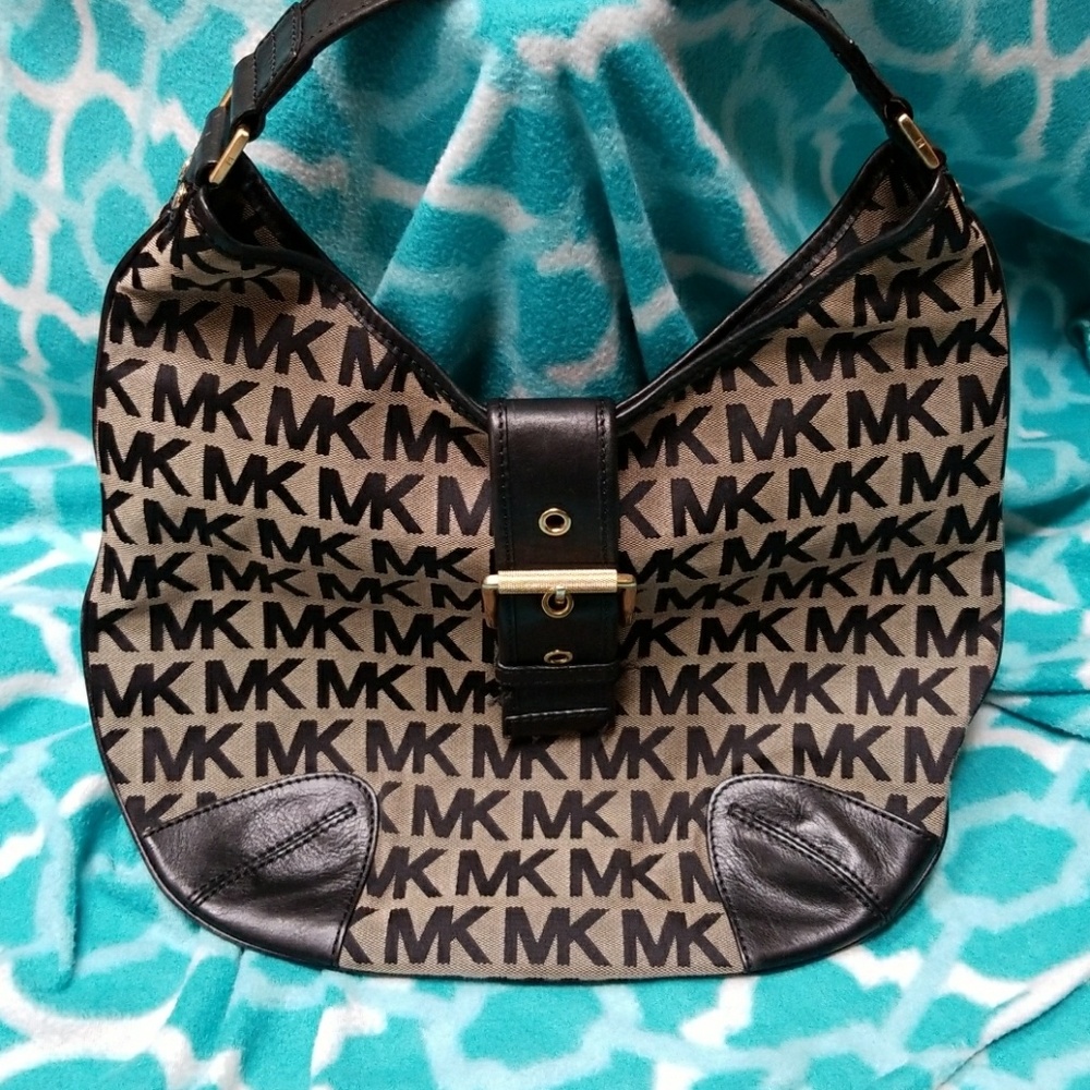 Tan and black MK shoulder bag